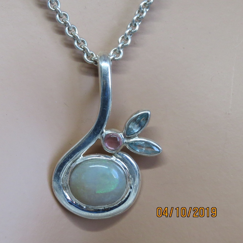Opal and gemstone pendant necklace